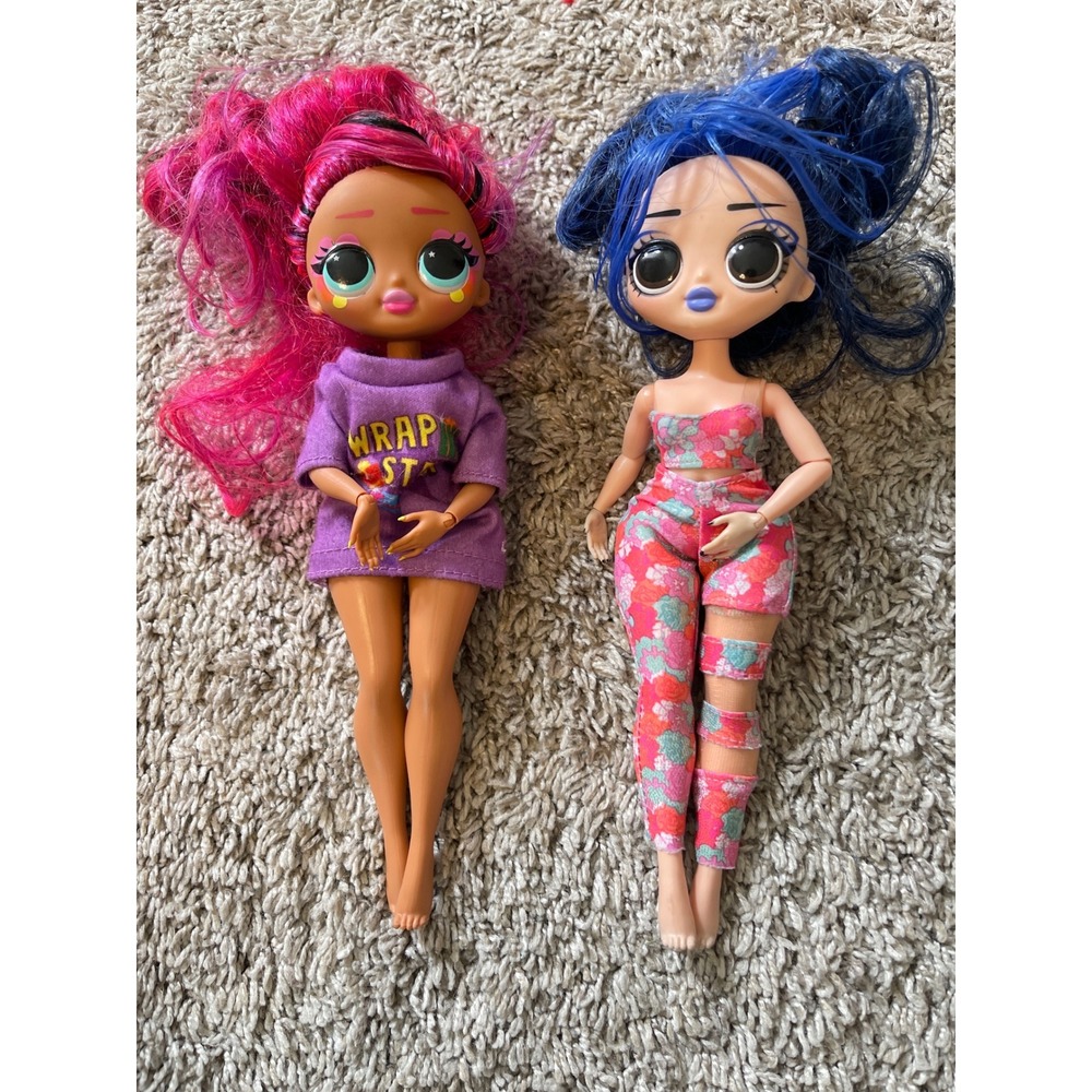 Lot of 2 LOL Surprise OMG Dolls Pink and Blue Hair Outfits MGA Entertainment